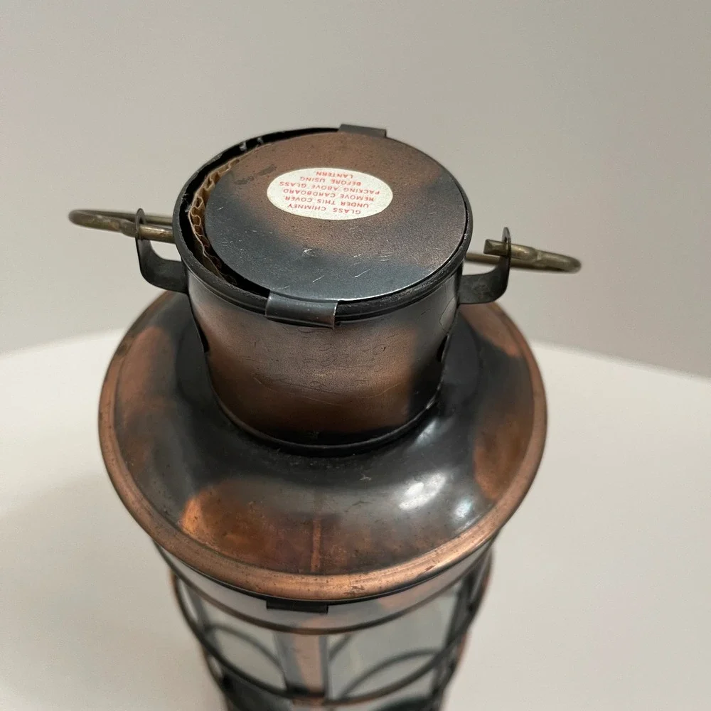 Vintage Copper Finish Nautical Oil Lantern Kerosene Lamp Made Hong Kong Bronze